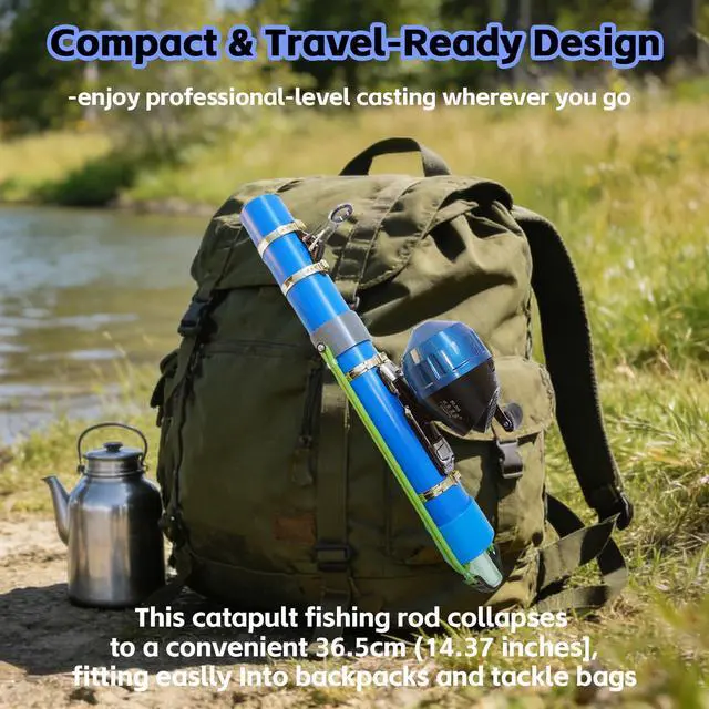 Alt view image 6 of 7 - Portable Fishing Catapult Rod, Durable & Lightweight Telescopic Lure & Bait Launcher for Saltwater & Freshwater, High Elasticity Casting Tool, Professional New Model Travel Fishing Gear