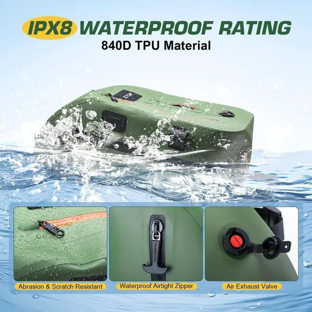 Alt view image 2 of 7 - Waterproof Fly Fishing Sling Pack, IPX8 840D TPU Fishing Sling Bag, 13L Tackle Backpack with Rod Holder,Airtight Zipper,Exhaust Valve,Adjustable Strap for Kayaking,Wadering,Hiking