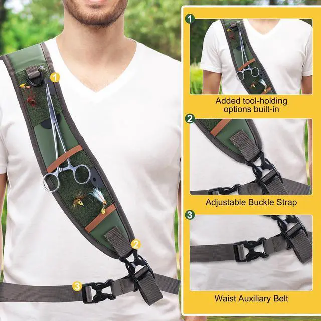 Alt view image 4 of 7 - Waterproof Fly Fishing Sling Pack, IPX8 840D TPU Fishing Sling Bag, 13L Tackle Backpack with Rod Holder,Airtight Zipper,Exhaust Valve,Adjustable Strap for Kayaking,Wadering,Hiking
