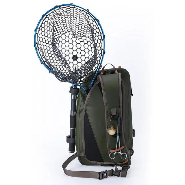 Alt view image 6 of 7 - Waterproof Fly Fishing Sling Pack, IPX8 840D TPU Fishing Sling Bag, 13L Tackle Backpack with Rod Holder,Airtight Zipper,Exhaust Valve,Adjustable Strap for Kayaking,Wadering,Hiking