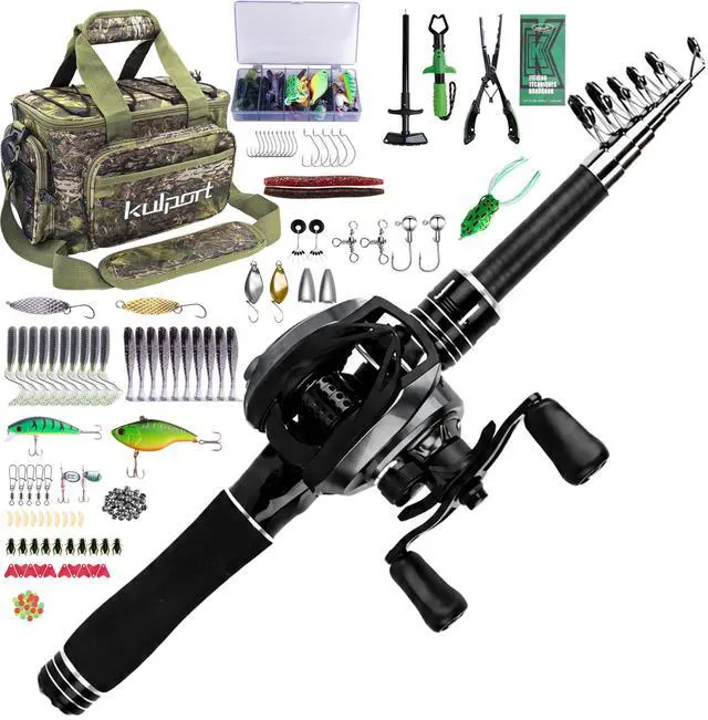 Main image of Fishing Kit with DC Digital Control Baitcasting Reel, Carbon Fiber Rod, Tackle Box and Fish Handling Tools | Portable Backpack Combo for Freshwater- Right