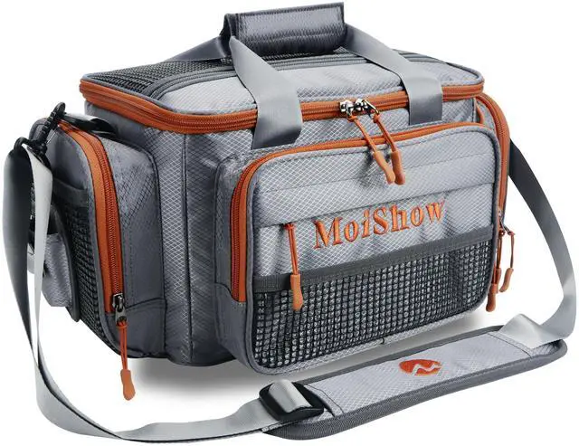 Main image of Fishing Tackle Box Bag - Fishing Bags for Saltwater or Freshwater (#Grey) Fishing Tackle Bags - Padded Shoulder Strap - Tackle Bag for 3600 Tackle Box