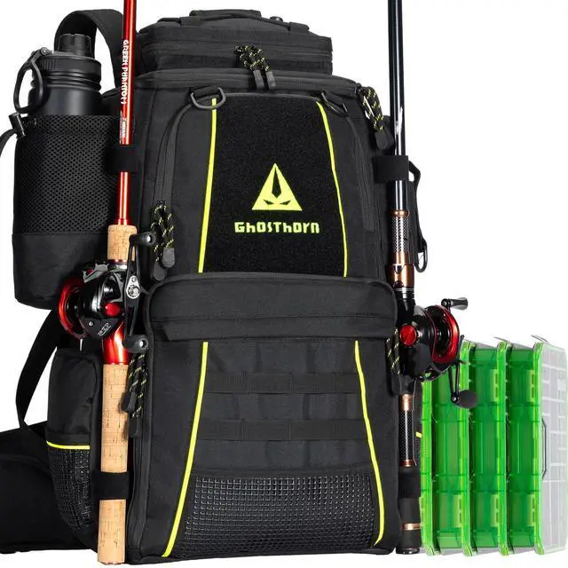 Main image of Fishing Tackle Backpack with 4 3600 Tackle Boxes Rod Holder Outdoor 43L Large Bag with Detachable Wasit Bag Storage Fishing Gear and Equipment Waterproof