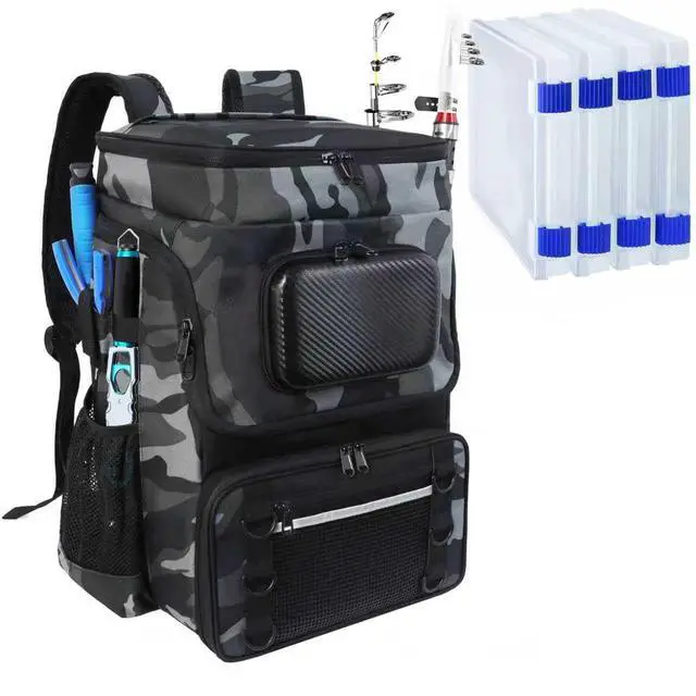 Main image of Fishing Backpack with Rod Holder, Large 50L Tackle Bag Water Resistant Tackle Backpack Heavy Duty Fishing Bag Gift for Men Woman