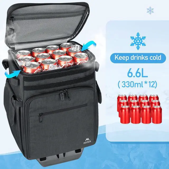 Alt view image 2 of 7 - Rolling Tackle Box with Cooler, Large Fishing Backpack with Wheels | Rod Holders, Removable Shelves, Saltwater Resistant, Tackle Bag, for 5 Trays(Trays Not Included), Storage Gear Pole Lures
