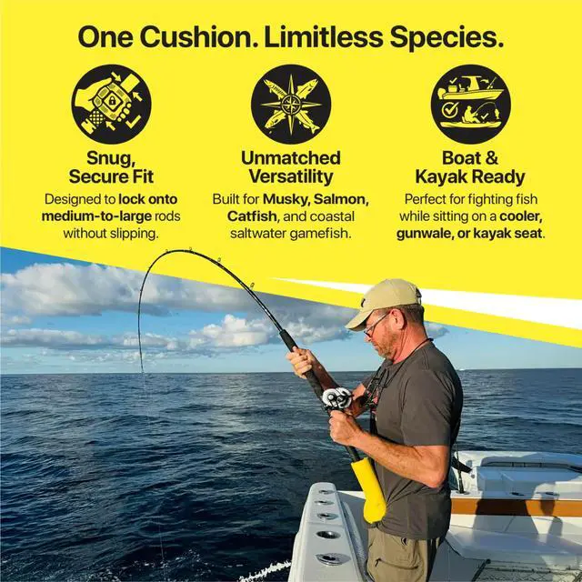 Alt view image 7 of 7 - Floating Fishing Rod Butt Cushion Rod Float for Offshore Fishing Rods, Heavy Duty Rod Butt Pad Comfort Protector for Tuna Marlin Halibut Catfish Saltwater Rods Big Game Cush-It Rod Cushion