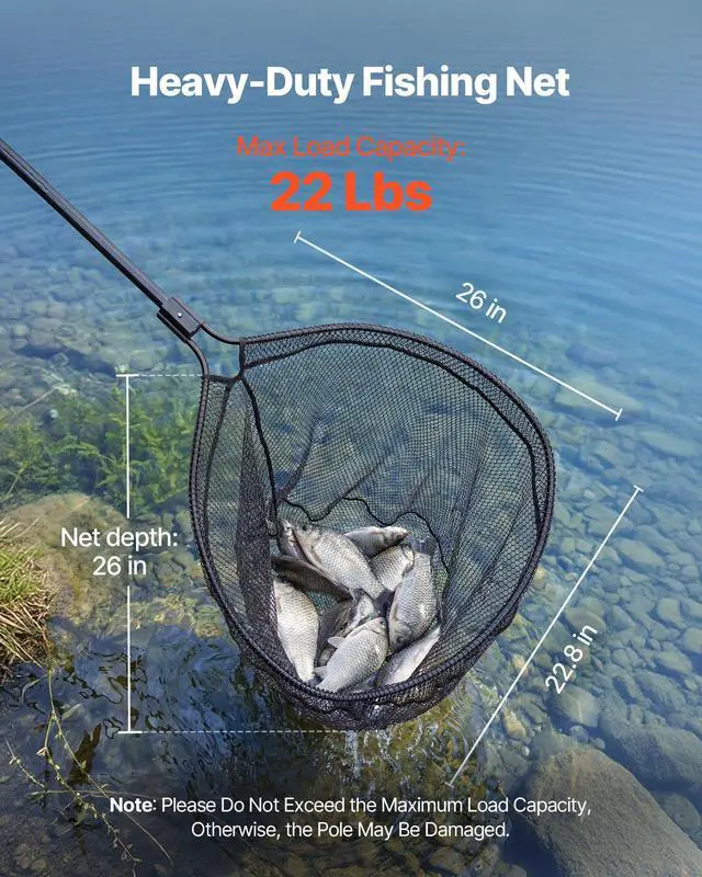 Alt view image 5 of 7 - Fishing Net, Landing Nets with Telescopic Handle Lightweight and Stronger Fish Gear, Durable and Fish-Friendly, for Kayak, Boat, Bank, Pond