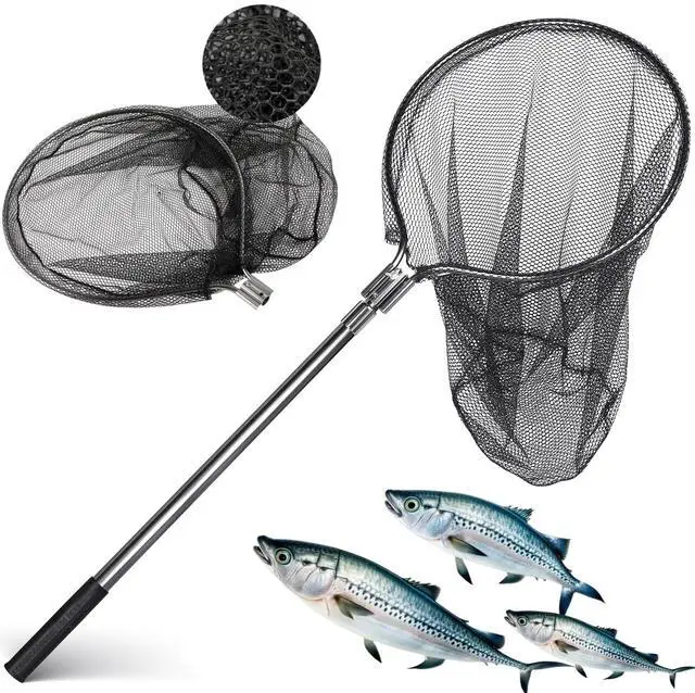 Main image of Heavy Duty Extra Large Aluminum Landing Net - Telescoping Handle (67-100in), 20in Net Opening for Saltwater Fishing