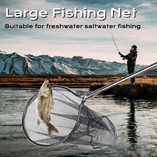 Alt view image 2 of 6 - Heavy Duty Extra Large Aluminum Landing Net - Telescoping Handle (67-100in), 20in Net Opening for Saltwater Fishing