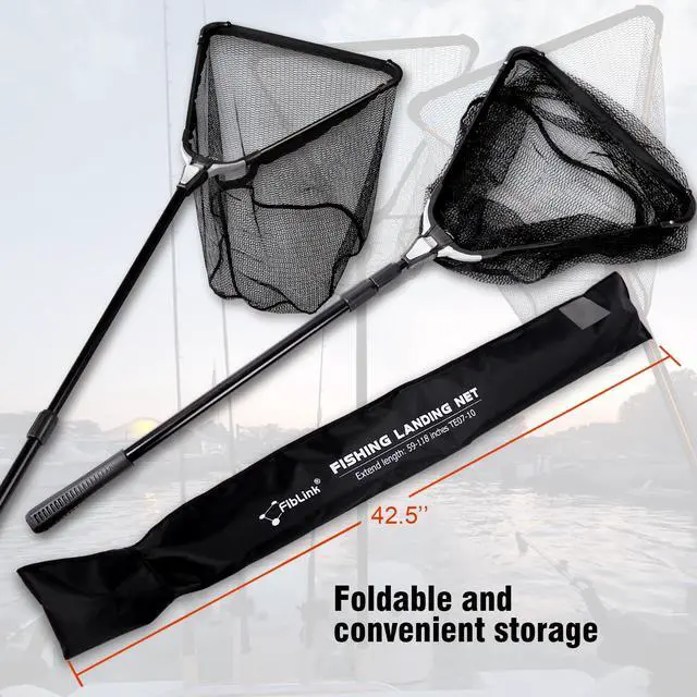 Alt view image 4 of 7 - Folding Aluminum Fishing Landing Net Fish Net with Extending Telescoping Pole Handle