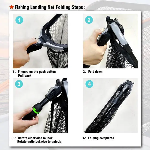Alt view image 5 of 7 - Folding Aluminum Fishing Landing Net Fish Net with Extending Telescoping Pole Handle