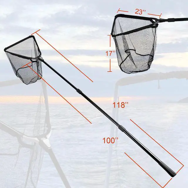 Alt view image 6 of 7 - Folding Aluminum Fishing Landing Net Fish Net with Extending Telescoping Pole Handle