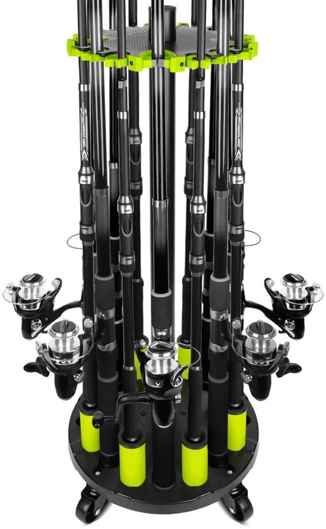 Main image of Fishing Rod Holder for Garage, Fishing Pole Holders Rod Rack, Holds up to 20 Rods with Rolling Wheels, Fishing Gear Equipment Storage Organizer