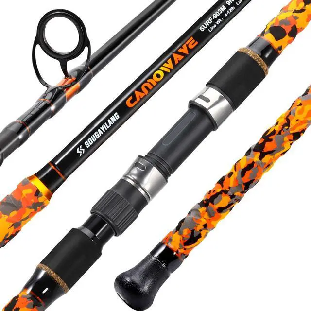 Main image of Surf Spinning Fishing Rod Carbon Travel Surf Rod M/MH 3 Piece Spinning Fishing Rod 9'/10'/11'/12'