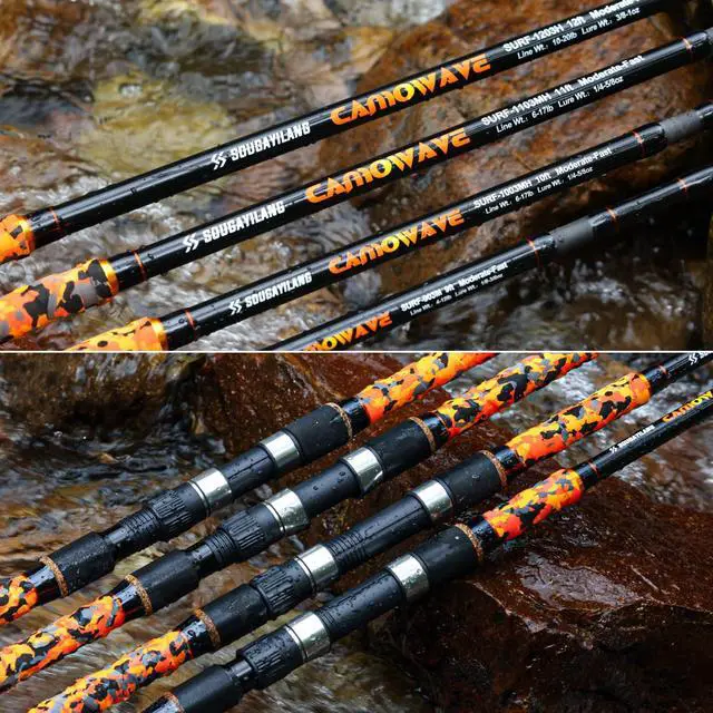 Alt view image 7 of 7 - Surf Spinning Fishing Rod Carbon Travel Surf Rod M/MH 3 Piece Spinning Fishing Rod 9'/10'/11'/12'