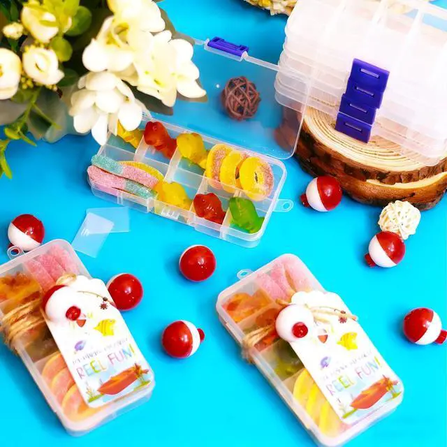 Alt view image 5 of 5 - 48 Set Fishing Candy Little Tackle Boxes for Birthday Party Favors with 48 Fishing Bobber 48 Thank You Cards for Making My Party Reel Fun Gone Fishing Theme Supplies Fishing Decorations (48)
