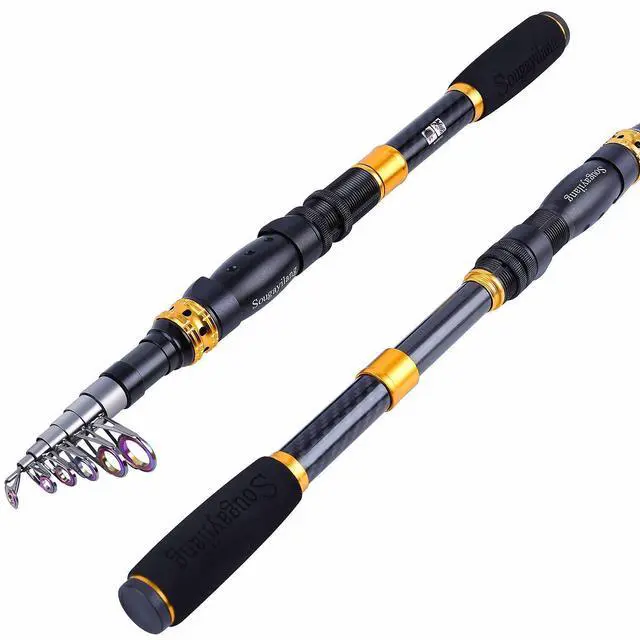 Main image of Telescopic Fishing Rod 24 Ton Carbon Fiber Ultralight, Portable Retractable Handle, CNC Reel Seat, Stainless Steel Guides for Bass, Trout, Salmon, Panfish