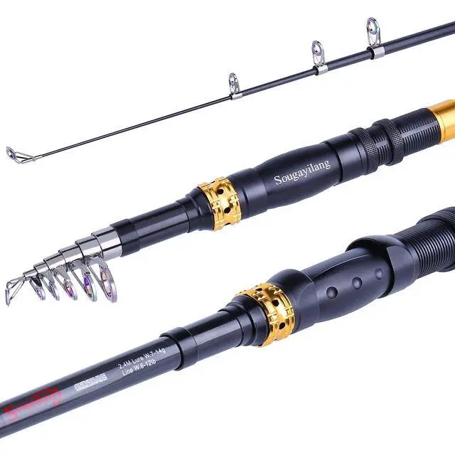 Alt view image 2 of 7 - Telescopic Fishing Rod 24 Ton Carbon Fiber Ultralight, Portable Retractable Handle, CNC Reel Seat, Stainless Steel Guides for Bass, Trout, Salmon, Panfish