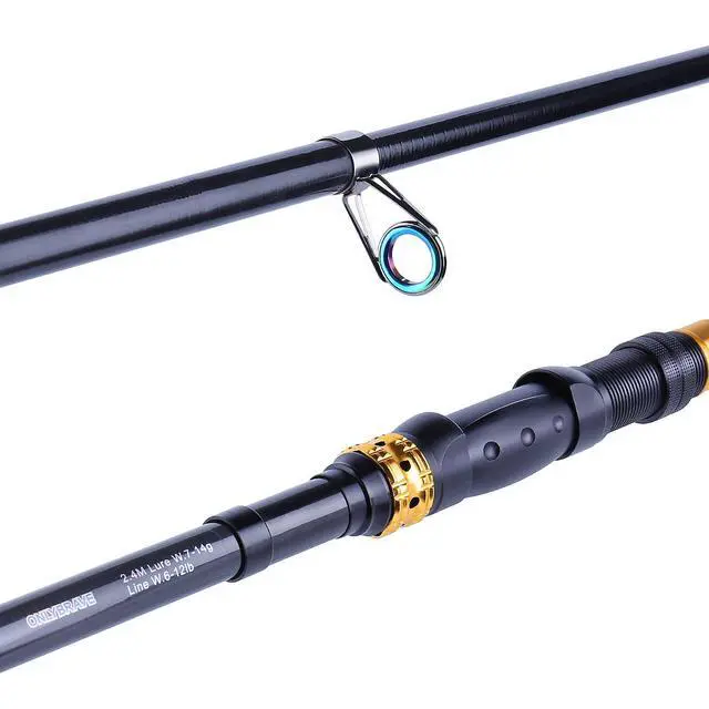 Alt view image 3 of 7 - Telescopic Fishing Rod 24 Ton Carbon Fiber Ultralight, Portable Retractable Handle, CNC Reel Seat, Stainless Steel Guides for Bass, Trout, Salmon, Panfish