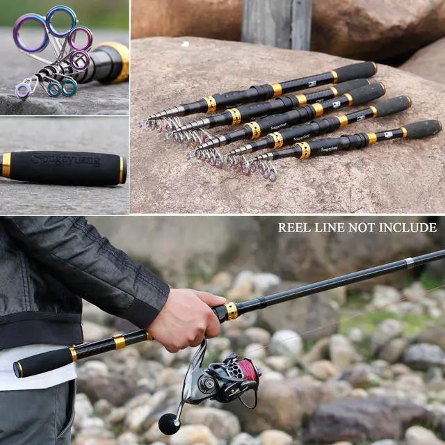 Alt view image 6 of 7 - Telescopic Fishing Rod 24 Ton Carbon Fiber Ultralight, Portable Retractable Handle, CNC Reel Seat, Stainless Steel Guides for Bass, Trout, Salmon, Panfish