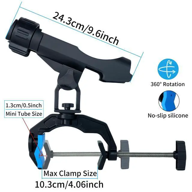 Alt view image 3 of 6 - Fishing Rod Holders for Boat, Upgraded Fishing Rod Holder with Enlarge Clamp Innovative Dual-V Shaped Design Fit Round/Square Tube Boat Fishing, Fishing Gifts for Men