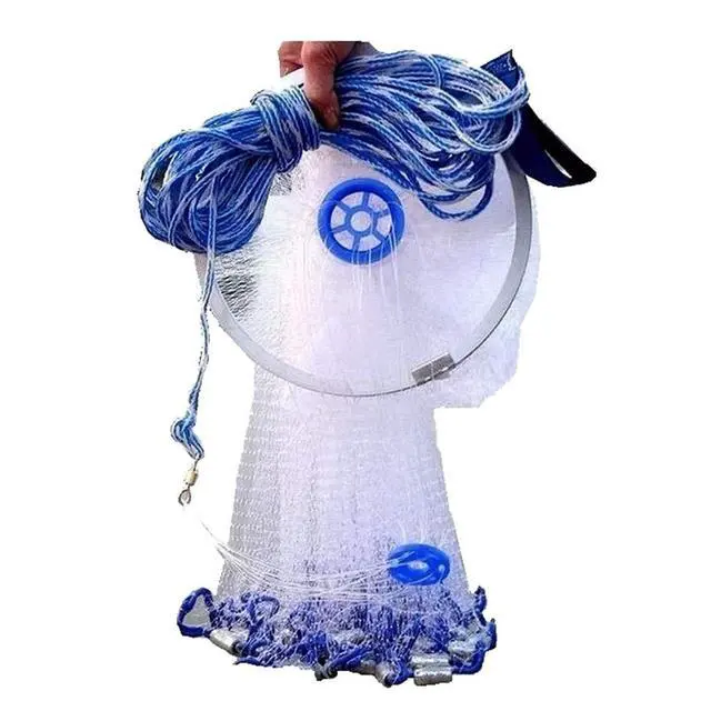 Alt view image 2 of 6 - Cast Fishing Net with Aluminum Frame, 0.8 inch Mesh, 7.8-13.8 ft Diameter