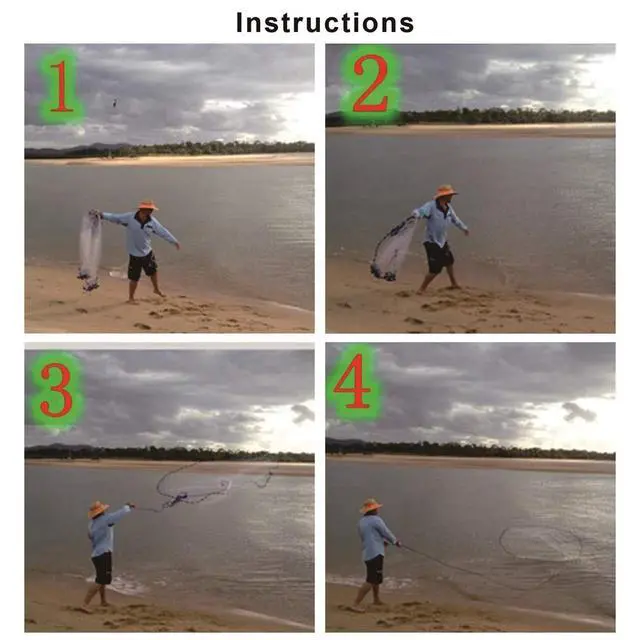Alt view image 6 of 6 - Cast Fishing Net with Aluminum Frame, 0.8 inch Mesh, 7.8-13.8 ft Diameter