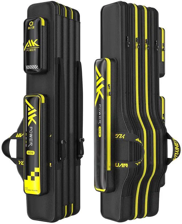 Main image of Fishing Rod Case & Bag Triple-Layer - 1680D Oxford, Wire-Reinforced Anti-Deforming, Foldable Portable, Quick-Access Compartments, Fishing Gift for Men Anglers