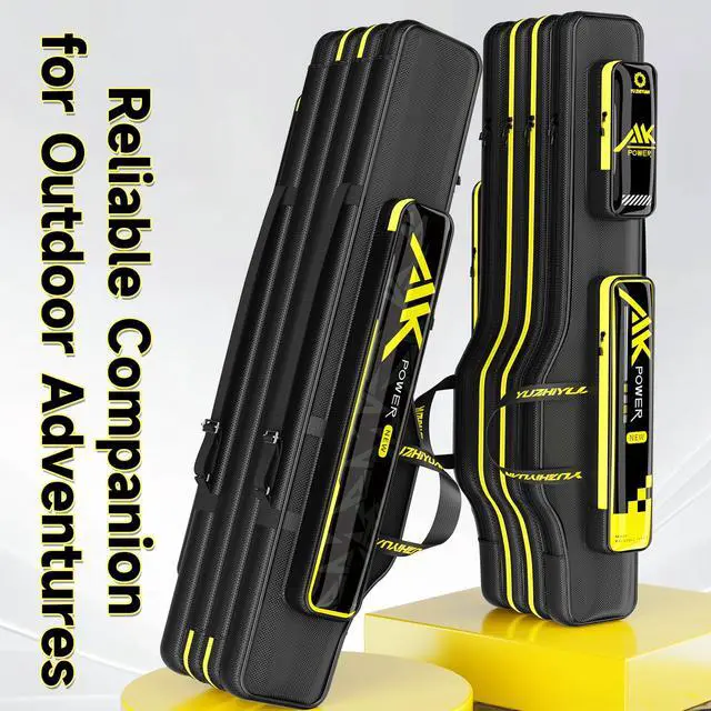 Alt view image 4 of 6 - Fishing Rod Case & Bag Triple-Layer - 1680D Oxford, Wire-Reinforced Anti-Deforming, Foldable Portable, Quick-Access Compartments, Fishing Gift for Men Anglers