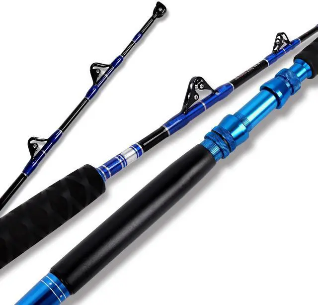 Main image of 2-Piece Saltwater Offshore Heavy Bent/Straight Butt Trolling Rod Fishing Roller Rod Conventional Boat Deep Sea Fishing Pole (5'1"/5'6"/6'/6'6",30-50lb/50-80lb/80-120lb)
