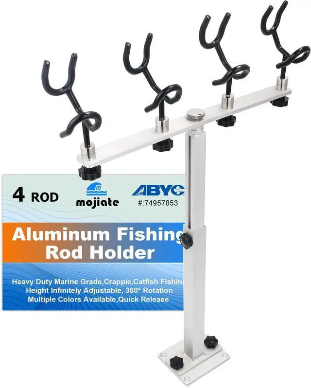 Main image of Aluminum Spider Rigging Rod Holder for Boat - 4 Pole Crappie Fishing Rack, Heavy Duty 6063-T5 Marine Grade Aluminum, 16.5"-30.5" Adjustable Height Square Tube Support for Catfish & Trolling