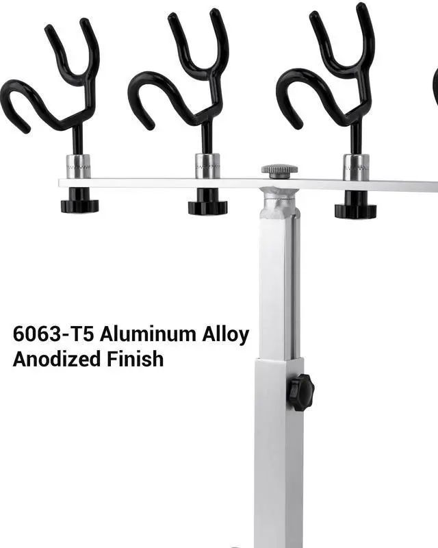 Alt view image 5 of 7 - Aluminum Spider Rigging Rod Holder for Boat - 4 Pole Crappie Fishing Rack, Heavy Duty 6063-T5 Marine Grade Aluminum, 16.5"-30.5" Adjustable Height Square Tube Support for Catfish & Trolling