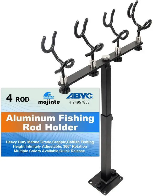 Main image of Aluminum Spider Rigging Rod Holder for Boat - 4 Pole Crappie Fishing Rack, Heavy Duty 6063-T5 Marine Grade Aluminum, 16.5"-30.5" Adjustable Height Square Tube Support for Catfish & Trolling