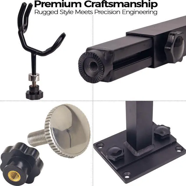 Alt view image 7 of 7 - Aluminum Spider Rigging Rod Holder for Boat - 4 Pole Crappie Fishing Rack, Heavy Duty 6063-T5 Marine Grade Aluminum, 16.5"-30.5" Adjustable Height Square Tube Support for Catfish & Trolling