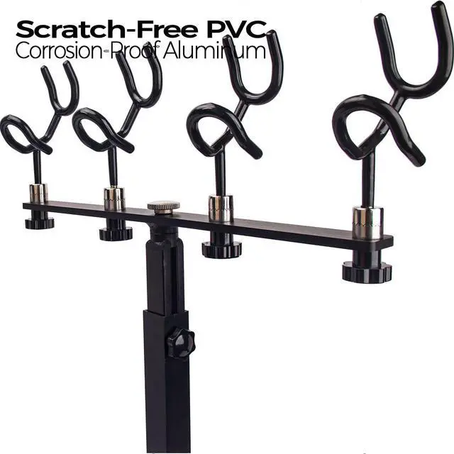 Alt view image 6 of 7 - Aluminum Spider Rigging Rod Holder for Boat - 4 Pole Crappie Fishing Rack, Heavy Duty 6063-T5 Marine Grade Aluminum, 16.5"-30.5" Adjustable Height Square Tube Support for Catfish & Trolling