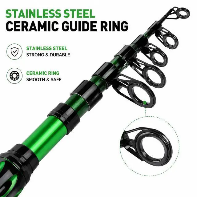 Alt view image 2 of 7 - TORVEX Telescopic Fishing Rod,Travel Spinning Rod with Ceramic Guides, Stainless Steel Reel Seat, EVA Handle, Portable Collapsible for Bass Trout Catfish, Freshwater Saltwater, 6-9FT