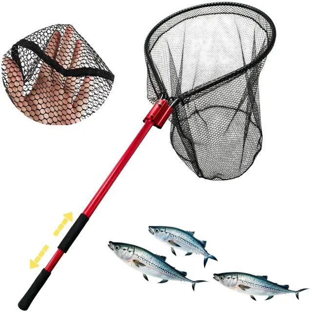 Main image of High Strength Heavy Duty Extra Large Aluminum Landing Net - Telescoping Handle (67-85inch), 27in Net Opening for Saltwater Fishing, Boat, Pier, River Angling
