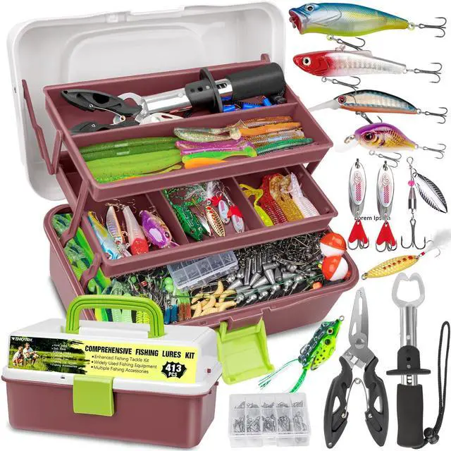 Main image of Fishing Lures Kit, Bass Fishing Gear Kit for Freshwater Tackle Box with Tackle Included Topwater Baits, Swimbaits, Frog, Fsihing Bait Accessories Gift for Men