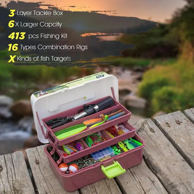 Alt view image 2 of 7 - Fishing Lures Kit, Bass Fishing Gear Kit for Freshwater Tackle Box with Tackle Included Topwater Baits, Swimbaits, Frog, Fsihing Bait Accessories Gift for Men