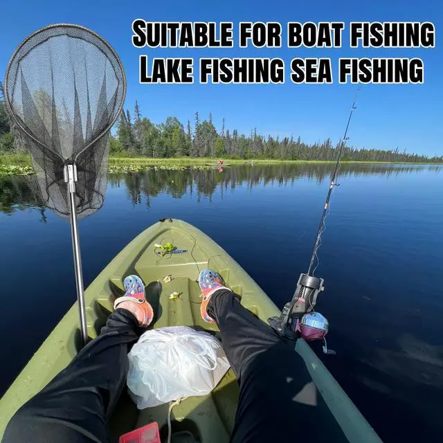Alt view image 4 of 6 - Heavy Duty Extra Large Rubber Fishing Net - Aluminum Telescoping Handle (67-100in), 20in Net Opening for Saltwater Fishing