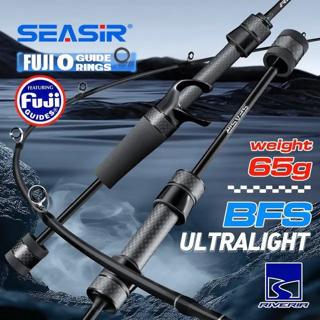 Alt view image 2 of 7 - Riveria Ultralight Fishing Rod, BFS,Carbon Fiber | Spinning Baitcasting Rod,10 Piece Casting Rod for Freshwater Bass Trout, Fuji O Ring Guide, EVA Handle, Fast