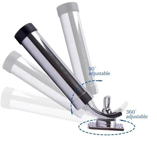 Alt view image 2 of 6 - Deck Mount Fishing Rod Holder, Marine Grade Stainless Steel Adjustable Fishing Rod Holders, Support for Marine Boat Yacht