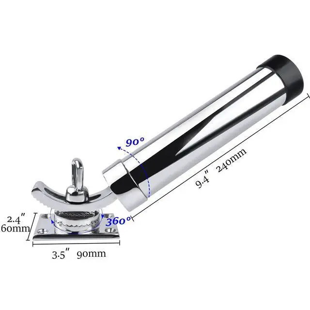 Alt view image 3 of 6 - Deck Mount Fishing Rod Holder, Marine Grade Stainless Steel Adjustable Fishing Rod Holders, Support for Marine Boat Yacht