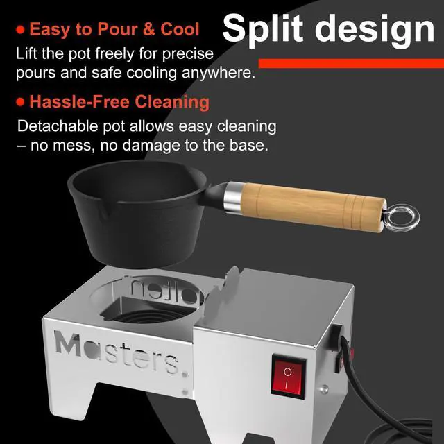Alt view image 4 of 7 - MMasters Fast-Heating Electric Lead Melting Pot 80 Oz Capacity | Ideal for Bullet Casting & Fishing Weight Molds | Portable Lead Ingots Melter for Reloading & DIY Metal Projects (Below 750 Metal)