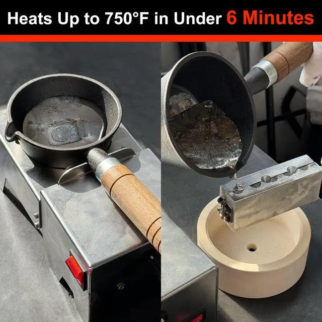 Alt view image 6 of 7 - MMasters Fast-Heating Electric Lead Melting Pot 80 Oz Capacity | Ideal for Bullet Casting & Fishing Weight Molds | Portable Lead Ingots Melter for Reloading & DIY Metal Projects (Below 750 Metal)
