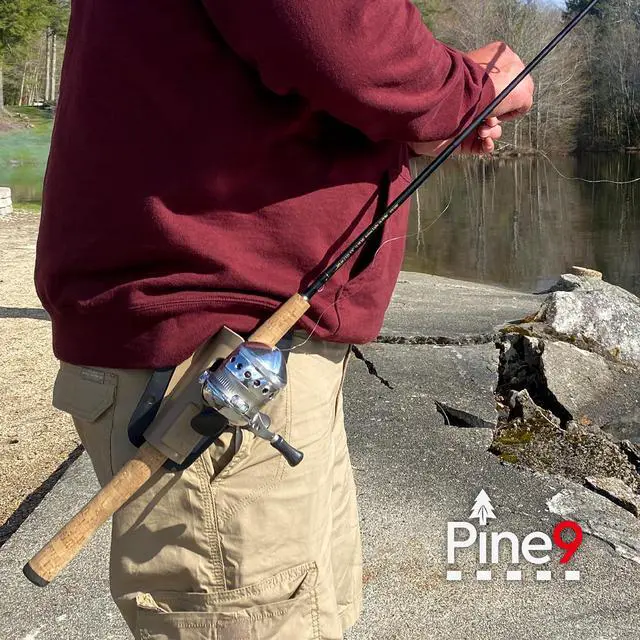 Alt view image 2 of 7 - Ambie Fishing Rod Hip Holster - Patented Ambidextrous Quick-Draw Fishing Pole Holder, Made in USA - Spinning, Baitcaster & Centerpin Reels - Fits Any 1.5" Belt