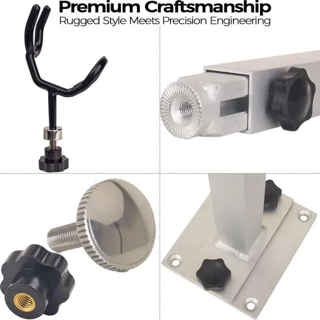 Alt view image 7 of 7 - Aluminum Spider Rigging Rod Holder for Boat - 4 Pole Crappie Fishing Rack, Heavy Duty 6063-T5 Marine Grade Aluminum, 16.5"-30.5" Adjustable Height Square Tube Support for Catfish & Trolling