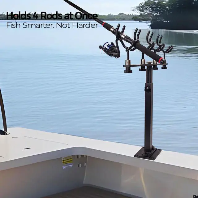 Alt view image 4 of 7 - Aluminum Spider Rigging Rod Holder for Boat - 4 Pole Crappie Fishing Rack, Heavy Duty 6063-T5 Marine Grade Aluminum, 16.5"-30.5" Adjustable Height Square Tube Support for Catfish & Trolling