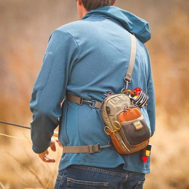Alt view image 3 of 5 - San Juan Vertical Chest Pack, Sand/Saddle Brown