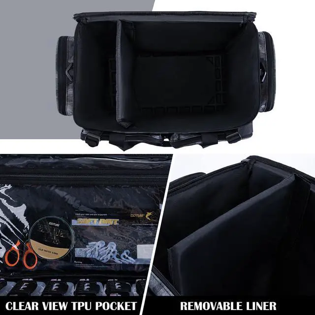 Alt view image 3 of 7 - Large Tackle Bag,Store Up to 8PCS 3700 Plus 4PCS 3600 Tackle Trays(Not Included),Water Resistant Saltwater Gear Storage Big Fishing Bag with EVA Bottom,Gifts for Men(21.65"x11.8"x15.16")